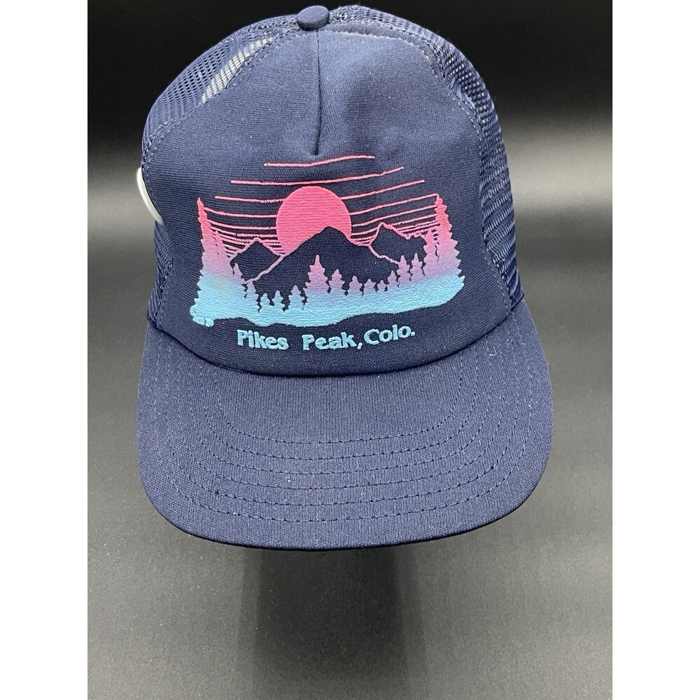 VTG Pikes Peak Colorado Mesh Snapback Trucker Hat Made in USA w Button Pin